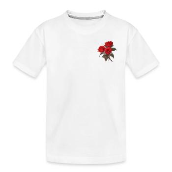Cool Patch Rote Blumen Liebhaber Vintage Neuheit Rosen - Kinder Premium Bio T-Shirt - Weiß - Vorne