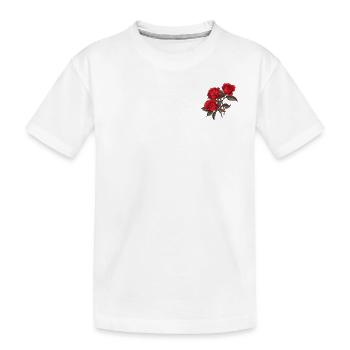 3 rote rosen patch logo neuheit blumen liebhaber wortspiel - Kinder Premium Bio T-Shirt - Weiß - Vorne