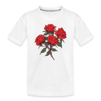 4 Rote Rosen Liebhaber Wortspiel Neuheit Blumen Cool Floral - Kinder Premium Bio T-Shirt - Weiß - Vorne