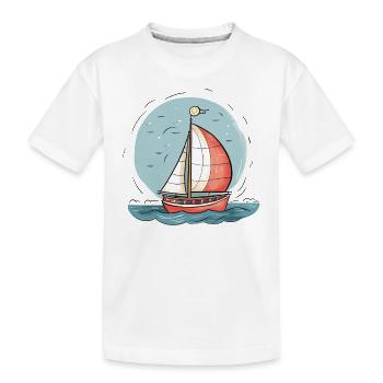 Segelboot - Kinder Premium Bio T-Shirt - Weiß - Vorne