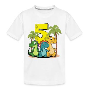 Cute Dinosaurs I'm 5 - action dino birthday - Kinder Premium Bio T-Shirt - Weiß - Vorne