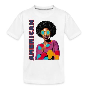 Black Woman mit Schriftzug American - Kinder Premium Bio T-Shirt - Weiß - Vorne