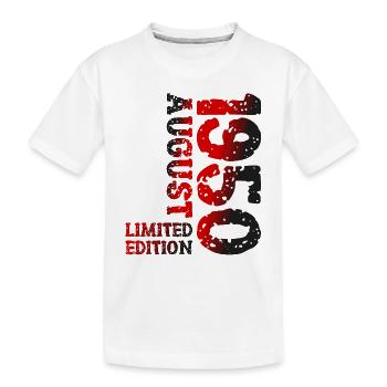 1950's August Limited Edition Birthday Gift - Kids' Premium Organic T-Shirt - white - Front