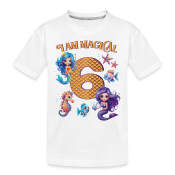 Meerjungfrau Geburtstag 6 Jahre - Kinder Premium Bio T-Shirt - Weiß - Vorne