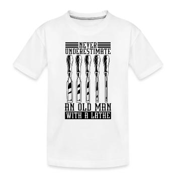 Ne sous-estimez jamais un vieux tourneur sur bois - T-shirt bio Premium Enfant - blanc - Devant