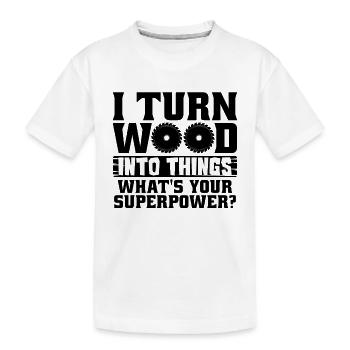 Je transforme le bois en choses Menuisier Tourneur sur bois - T-shirt bio Premium Enfant - blanc - Devant