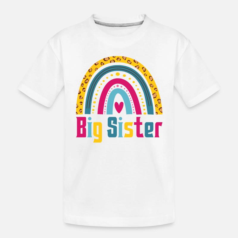 Grosse Schwester Regenbogen - Kinder Premium Bio T-Shirt - Weiß