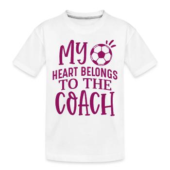 Mon cœur appartient à l’entraîneur, Fußball Liebe Herz - T-shirt bio Premium Enfant - blanc - Devant