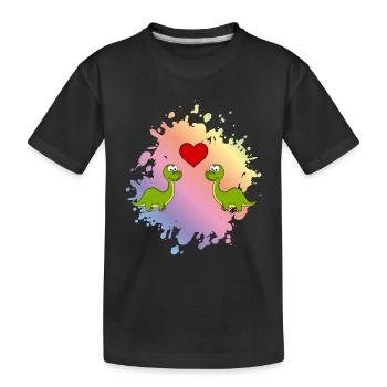 Dinosaurier brontosaurus Paar Liebe - Kinder Premium Bio T-Shirt - Schwarz - Vorne