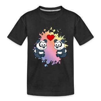 Panda Comic Couple Love - Kids' Premium Organic T-Shirt - black - Front
