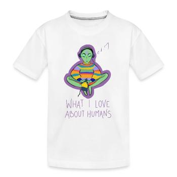 Ce que j’aime dans la conspiration des humains - T-shirt bio Premium Enfant - blanc - Devant