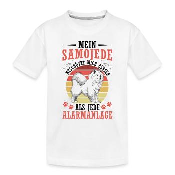 Samojede beschützt mich Samojedenspitz - Kinder Premium Bio T-Shirt - Weiß - Vorne
