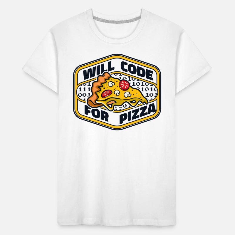Will Code For Pizza Developer Coder Programmierer Kinder Premium Bio T-Shirt