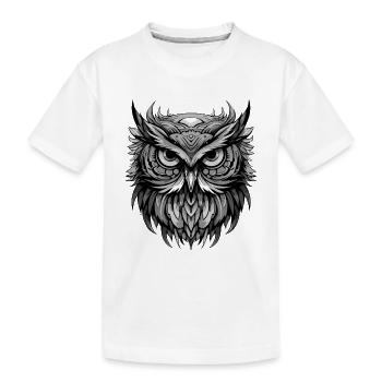 Eule Portrait - Kinder Premium Bio T-Shirt - Weiß - Vorne