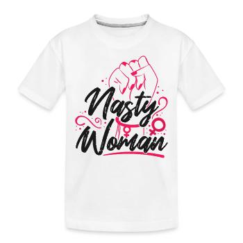 Feminist Nasty Woman - Kinder Premium Bio T-Shirt - Weiß - Vorne