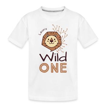 Leon Wild One 1 Birthday Leo - Kids' Premium Organic T-Shirt - white - Front