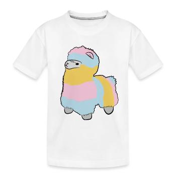 Lama Alpaka Motive Tier Mädchen pastellfarben pink - Kinder Premium Bio T-Shirt - Weiß - Vorne