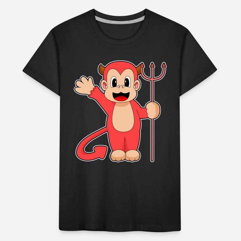 Monkey Halloween Devil Trident Kids' Premium Organic T-Shirt