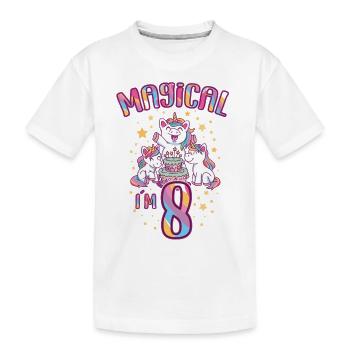 Birthday Unicorn 8 Years Old Bday Party Gift Idea - Kids' Premium Organic T-Shirt - white - Front