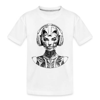 T-shirt: woman in the street fashion style of the future. - Kids' Premium Organic T-Shirt - white - Front