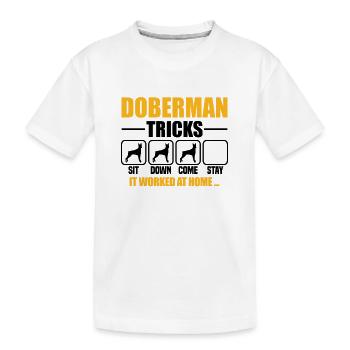 Doberman Tricks - Kinder Premium Bio T-Shirt - Weiß - Vorne