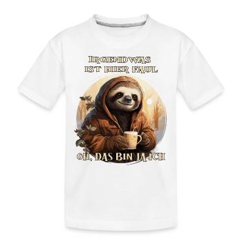 Lustiges Faultier irgendwas ist hier Fau - Kinder Premium Bio T-Shirt - Weiß - Vorne
