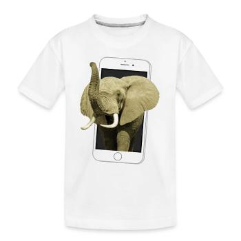 Smartphone with elephant - Elephant in Africa - Kids' Premium Organic T-Shirt - white - Front