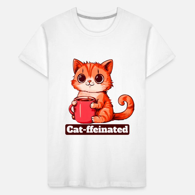 Funny Cat Drinking Coffee Kids' Premium Organic T-Shirt