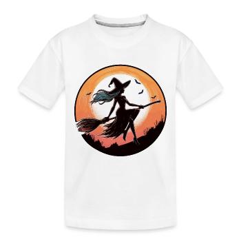 Sorcière sur un balai - T-shirt bio Premium Enfant - blanc - Devant