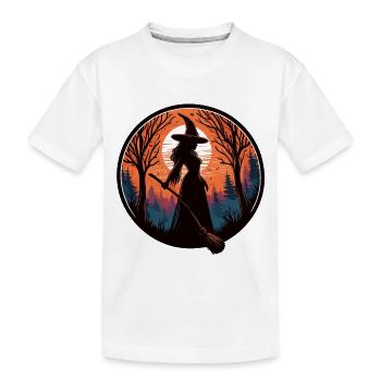 Sorcière tenant un balai - T-shirt bio Premium Enfant - blanc - Devant