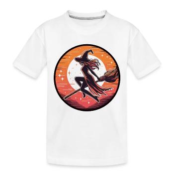 Sorcière sur un balai - T-shirt bio Premium Enfant - blanc - Devant
