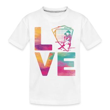 Field Hockey Watercolor Love - Kinder Premium Bio T-Shirt - Weiß - Vorne