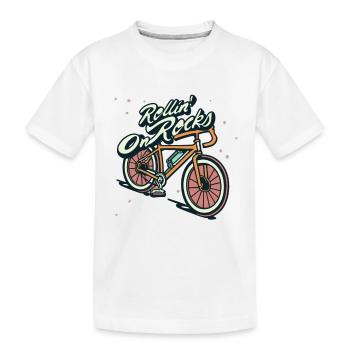 Gravel Bike Gravel Bikes Gravel Rollin On Rocks - Kids' Premium Organic T-Shirt - white - Front