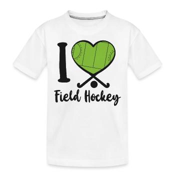 Field Hockey Heart I Love Field - Kinder Premium Bio T-Shirt - Weiß - Vorne