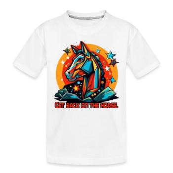 De retour en selle, de retour sur le cheval - T-shirt bio Premium Enfant - blanc - Devant