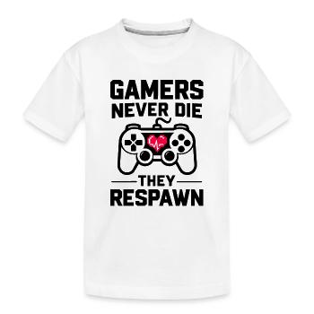 Gamer sterben nie, sie respawnen - Kinder Premium Bio T-Shirt - Weiß - Vorne