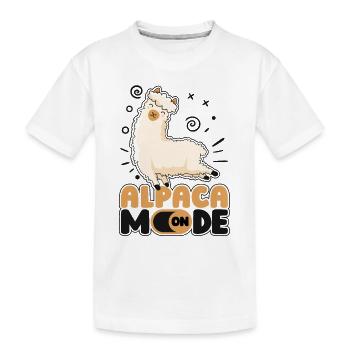 Alpaca Mode On Lama Pako Huacaya Alpakazüchter - Kinder Premium Bio T-Shirt - Weiß - Vorne