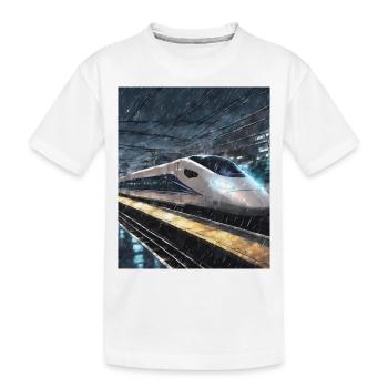 Nacht Regen Bahnhof Zug Japan - Kinder Premium Bio T-Shirt - Weiß - Vorne
