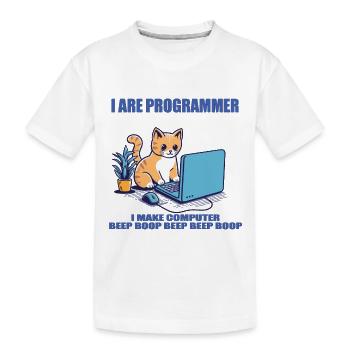 I are programmer, working cat - Kids' Premium Organic T-Shirt - white - Front
