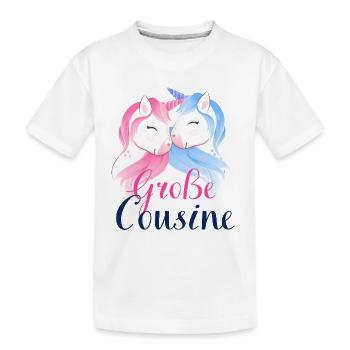 Ich werde große Cousine 2024 Einhorn Loading Süß - Kinder Premium Bio T-Shirt - Weiß - Vorne