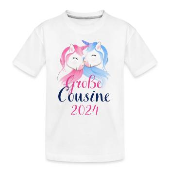 Ich werde große Cousine 2024 Einhorn Loading Süß - Kinder Premium Bio T-Shirt - Weiß - Vorne