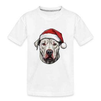 Dogo Argentino Dog Head Christmas Portrait - Kids' Premium Organic T-Shirt - white - Front