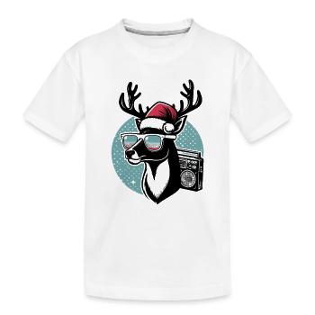 Chapeau de père Noël renne rétro - T-shirt bio Premium Enfant - blanc - Devant