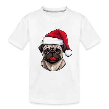 Pug Hund Mops Weihnachten Porträt Xmas - Kinder Premium Bio T-Shirt - Weiß - Vorne