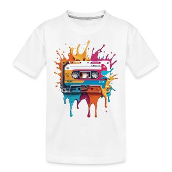 Cassette / Cassette / Bande de musique / Analogique / Rétro - T-shirt bio Premium Enfant - blanc - Devant