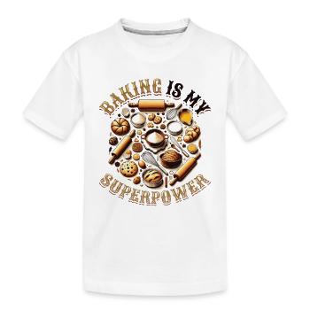 Baking Superpower Bäcker Nachtisch Konditor - Kinder Premium Bio T-Shirt - Weiß - Vorne
