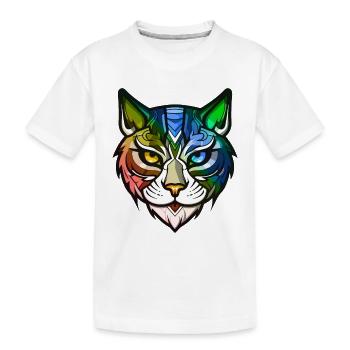 Tête de chat colorée - T-shirt bio Premium Enfant - blanc - Devant