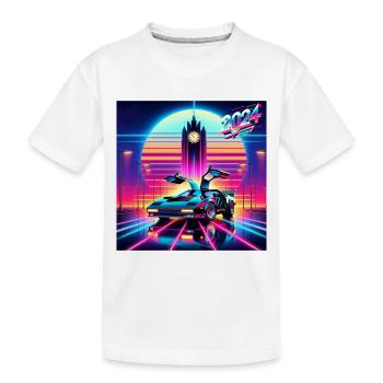 Retour vers le futur 2024 Néon fluo retrofuturiste - T-shirt bio Premium Enfant - blanc - Devant