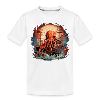Drôle Octopus, Batteur, Musicien, Batteur - T-shirt bio Premium Enfant - blanc - Devant