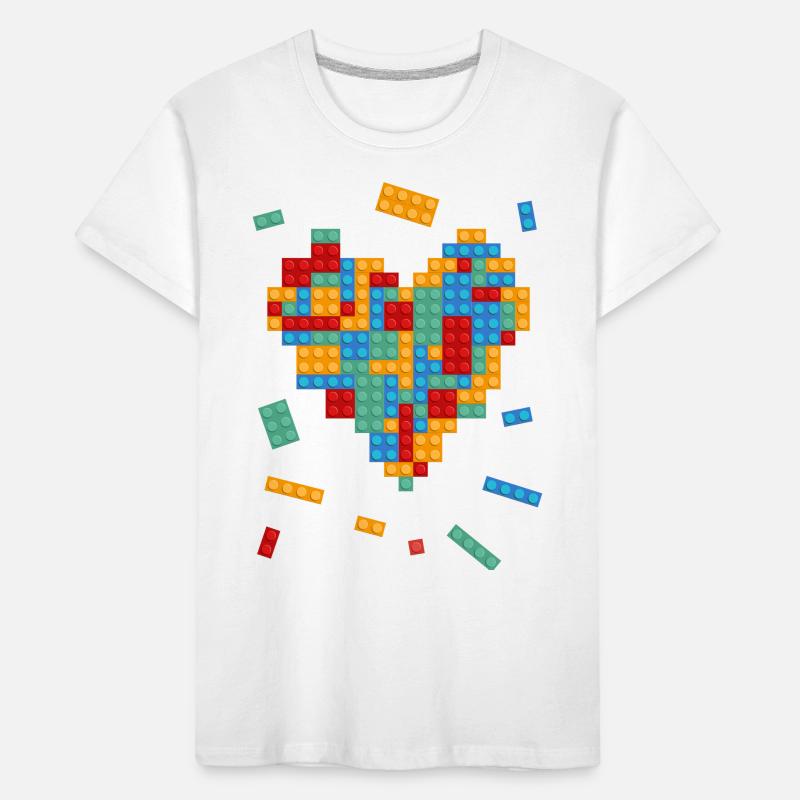 La Saint-Valentin coeur blocs de construction constructeur architecte T-shirt bio Premium Enfant